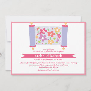 Floral Torah Bat Mitzvah Invitation