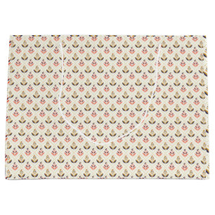 Floral tote bag design with beige background