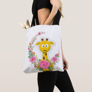 Floral  Tote Bag Giraffe