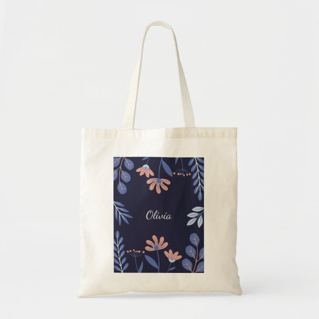 Floral Tote Bag - personalised  (Front)