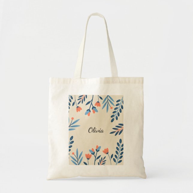 Floral Tote Bag - Personalised (Front)