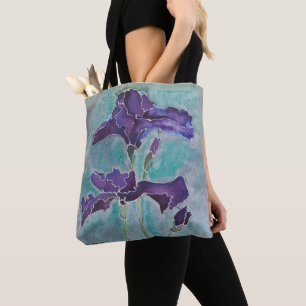 Floral Tote Bag with Bearded Iris