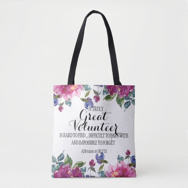 Floral tote Volunteer Thank you Appreciation Gift  (Front)