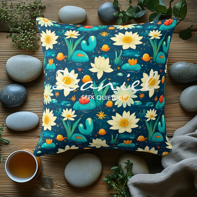 Floral Tranquillity Pillow – Customisable Name (Creator Uploaded)