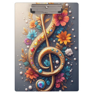 Floral Treble Clef  Clipboard
