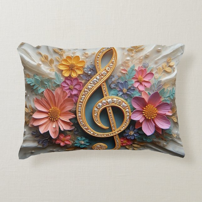 Floral Treble Clef  Decorative Cushion (Front)