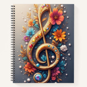 Floral Treble Clef  Notebook