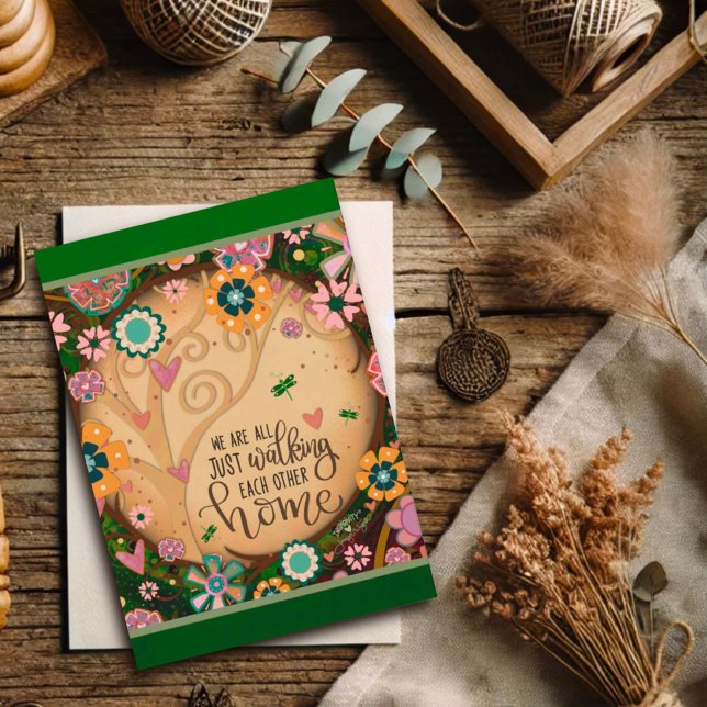 Floral Tree Walking Each Other Home Quote Card (Creator Uploaded)