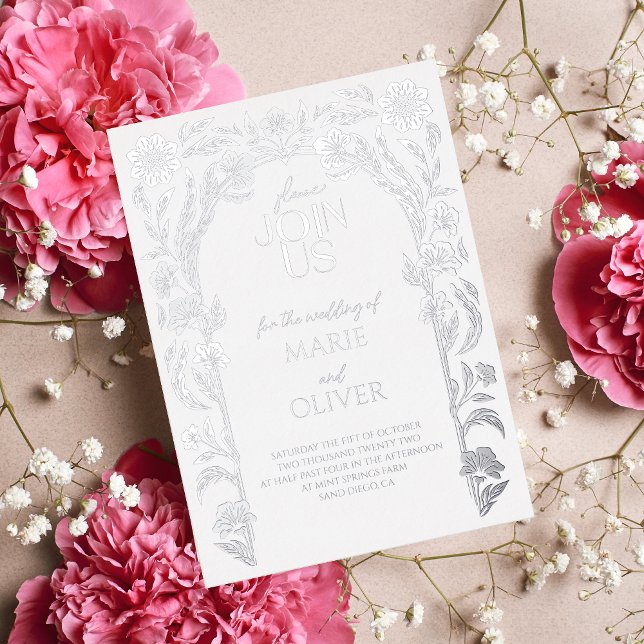 Floral trellis | Modern Deco Foil Invitation (Creator Uploaded)