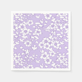 Floral Trellis White - Purple  Napkin