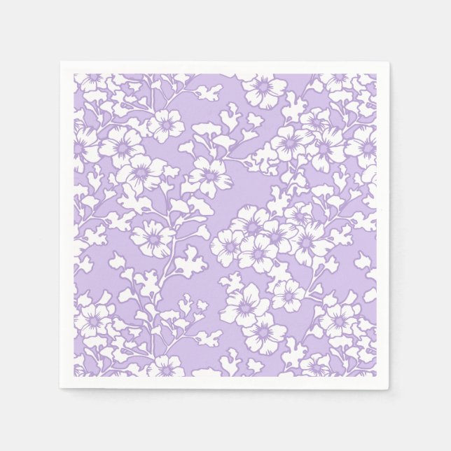 Floral Trellis White - Purple  Napkin (Front)