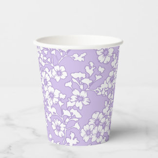 Floral Trellis White - Purple Paper Cups