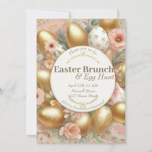 Floral trendy easter brunch & egg hunt invitation
