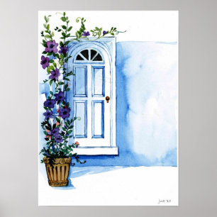 Floral tressle watercolor poster