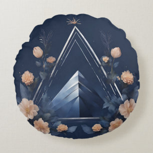 Floral Triangle AI art  Round Cushion