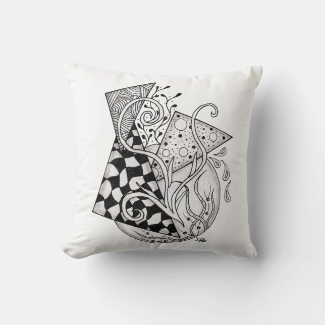 Floral Triangles, Zen Doodle- Cushion (Front)