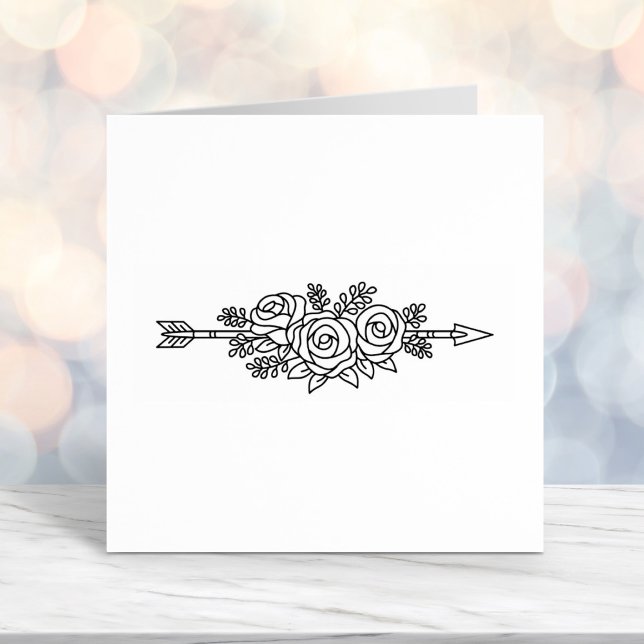 Floral Tribal Arrow, Rose Flowers Posy 3 Self-inking Stamp (Creator Uploaded)