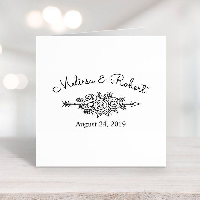 Floral Tribal Arrow Save the Date Wedding Self-inking Stamp (Creator Uploaded)