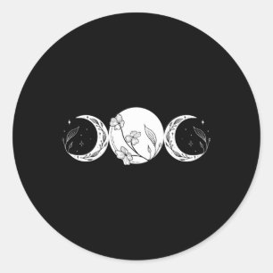 Floral Triple Moon Goddessmoon Phase Classic Round Sticker