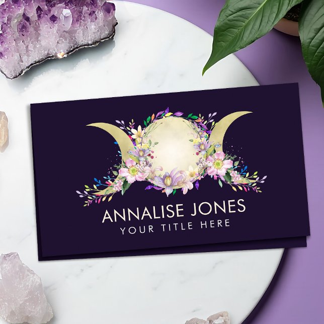 Floral Triple Moon - Triple Goddess Business Card (Creator Uploaded)