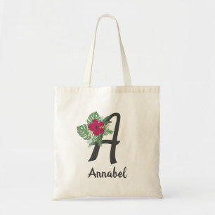 Floral tropical bouquet monogram letter “A” Tote Bag