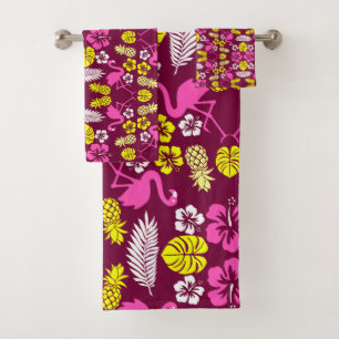 Floral Tropical Fruit Patterned Bath Towel Set