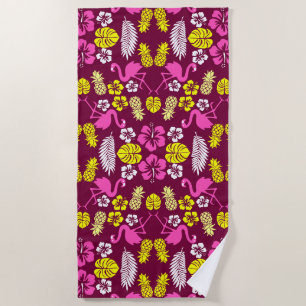 Floral Tropical Fruit Patterned Beach Towel