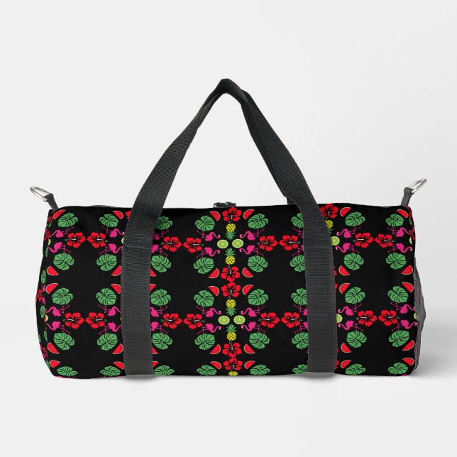 Floral Tropical Fruit Patterned Duffle Bag (Front)