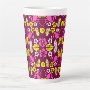 Floral Tropical Fruit Patterned Latte Mug