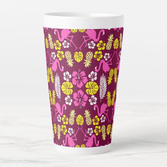Floral Tropical Fruit Patterned Latte Mug (Front)