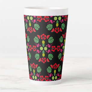 Floral Tropical Fruit Patterned Latte Mug