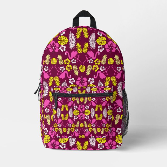Floral Tropical Fruit Patterned Printed Backpack (Front)
