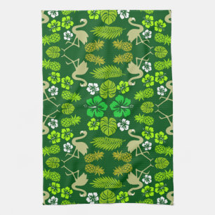 Floral Tropical Fruit Patterned Tea Towel