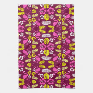 Floral Tropical Fruit Patterned Tea Towel