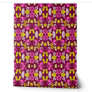 Floral Tropical Fruit Patterned Wallpaper