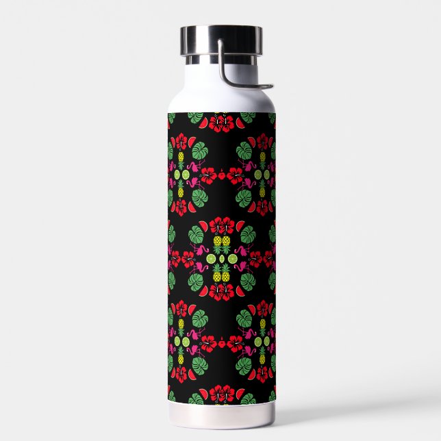Floral Tropical Fruit Patterned Water Bottle (Left)