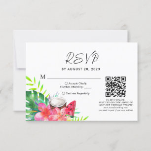 Floral Tropical Hawaiian QR Code Wedding Rsvp