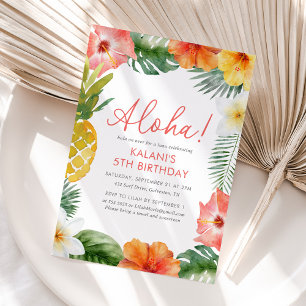 Floral Tropical Luau Birthday Invitation