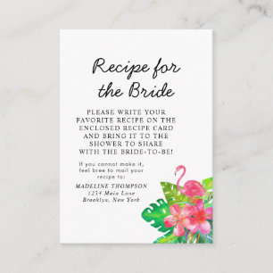 Floral Tropical Paradise Bridal Recipe Request Enclosure Card