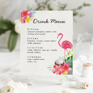 Floral Tropical Paradise Flamingo Drinks Menu Poster