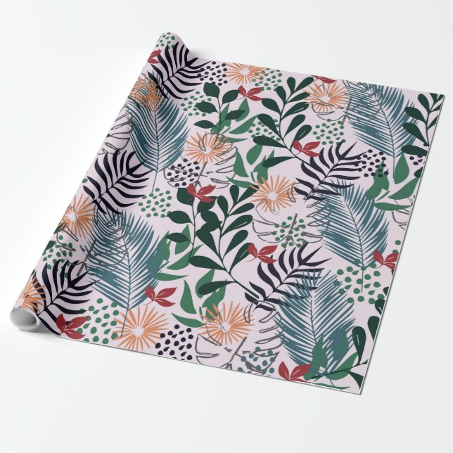 Floral Tropical Pattern Wrapping Papper Paper (Unrolled)