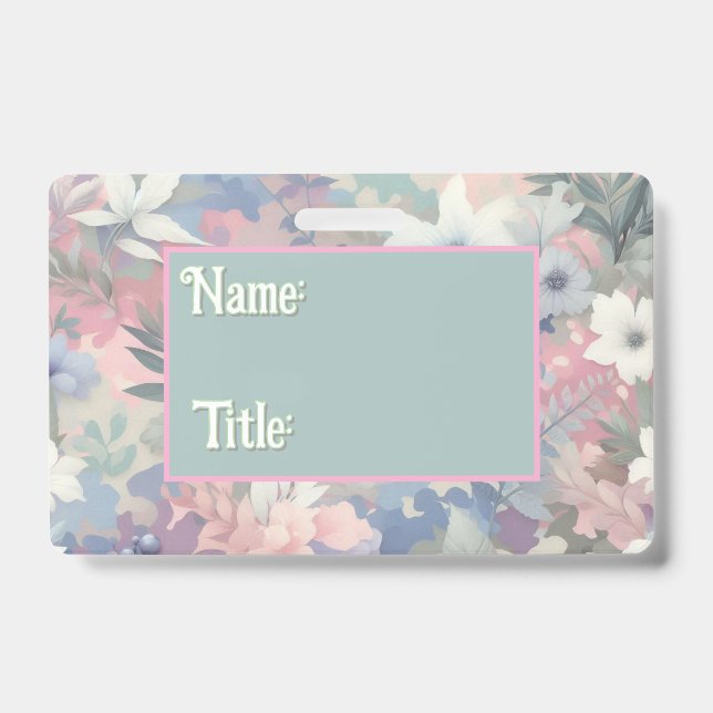 Floral/Tropical spring/easter pastel ID Badge (Front)
