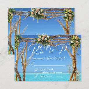 Floral Tropical Summer Beach Wedding RSVP Card