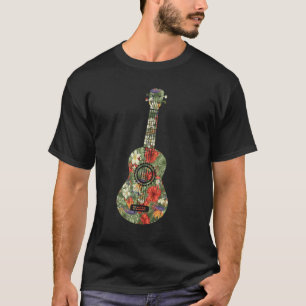 Floral Tropical Ukulele Player Hawaiian Musician T-Shirt