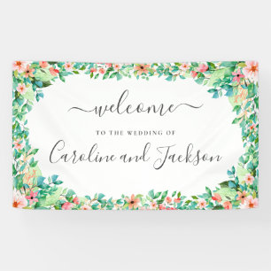 Floral Tropical Wedding Welcome Banner