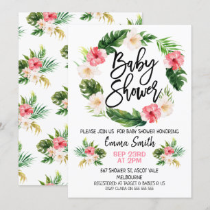 Floral Tropical Wreath Baby Shower Invitation
