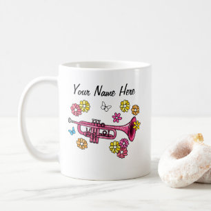 Floral Trumpet Trumpeter Brass Musician Custom Coffee Mug