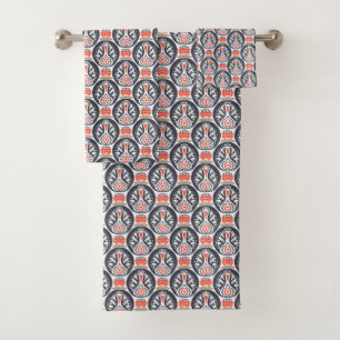 Floral Turkey Folk Art Pattern Bath Towel Set