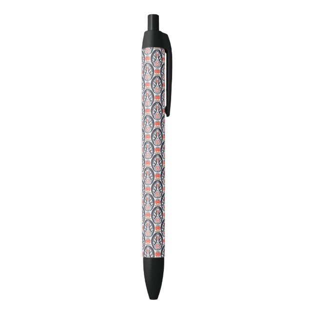 Floral Turkey Folk Art Pattern Black Ink Pen (Bottom (Vertical))