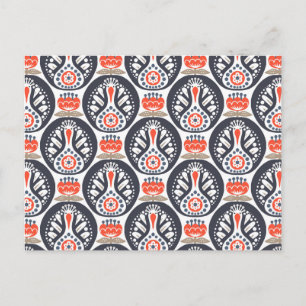 Floral Turkey Folk Art Pattern Holiday Postcard